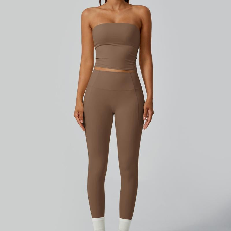 Timeoff 2-Piece Tube Top & High-Waist Leggings Set