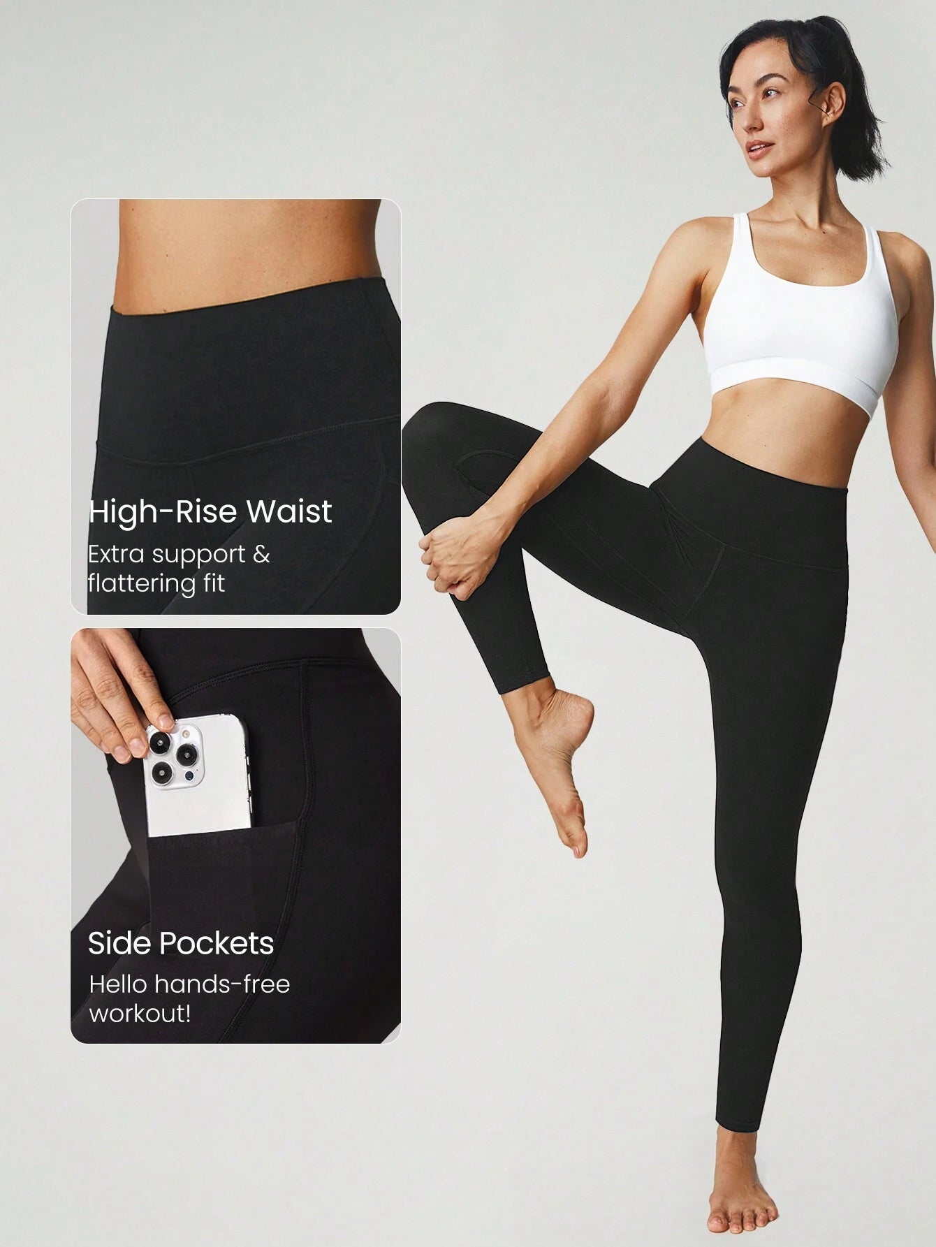 GLOWMODE 24" Featherfittm High-Rise Side Pocket Leggings Gym Fall Winter