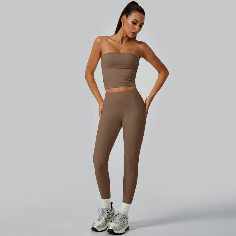 Timeoff 2-Piece Tube Top & High-Waist Leggings Set