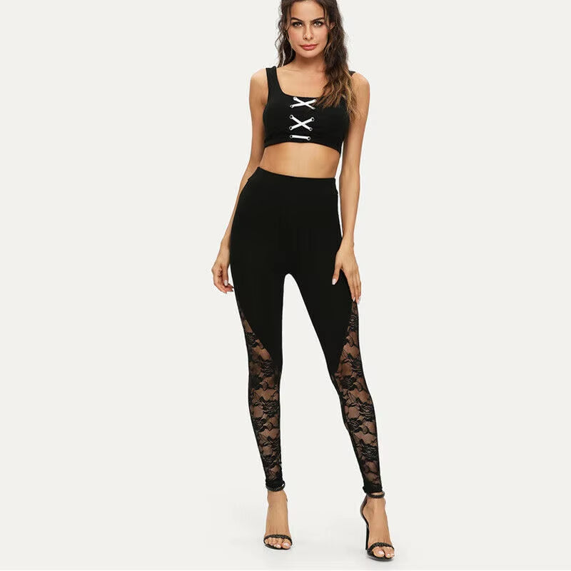 High Waist Black Lace Leggings